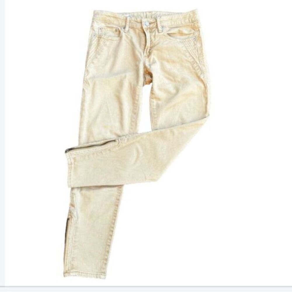 Gap 1969 Tan Always Skinny Low Rise Jeans Size 26 Ankle Zip Y2K Vintage Khaki